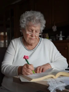 Mujer mayor escribiendo