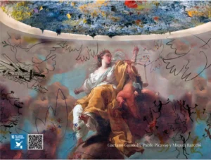 Pintura paloma de la paz en cupula derechos humanos