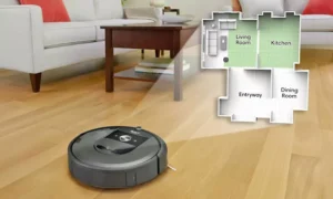 Robot de limpieza domestico roomba en salon