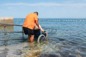 Silla ruedas adaptada para mar