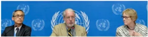 Tres personas representantes de la onu