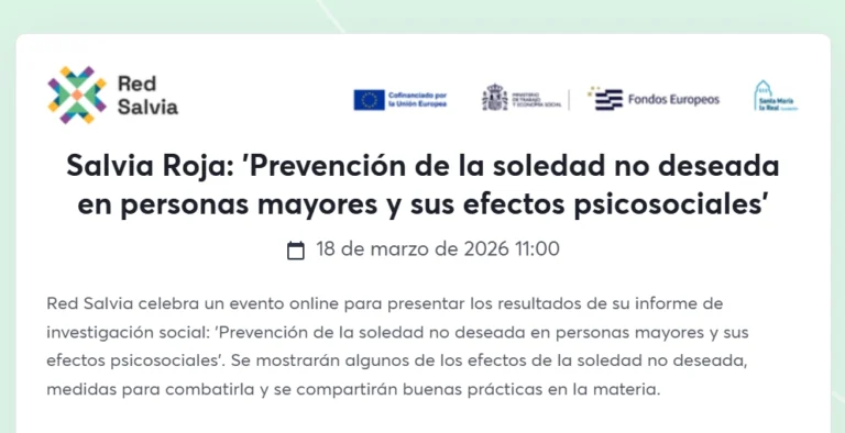 Evento online «Prevención de la soledad no deseada en personas mayores y sus efectos psicosociales»